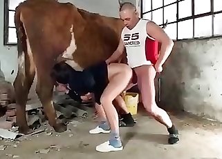 Farm animal zoophilia porn session with my wife