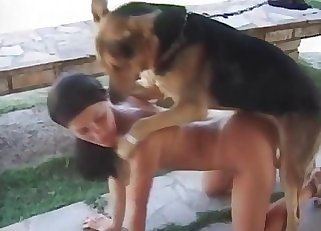 Woman with tan lines is banged hard by a doggo