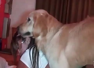 Black panties beauty cracked by a dog