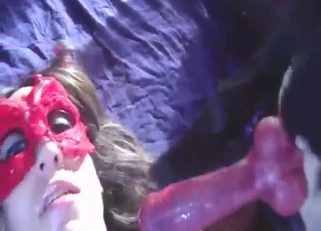 Zoo sex with a masked lady who fucks a dog