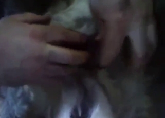 Dude with a hard penis fucking his dog from behind