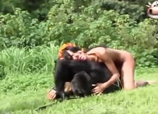 Big-dicked gorilla and a gorgeous Latina