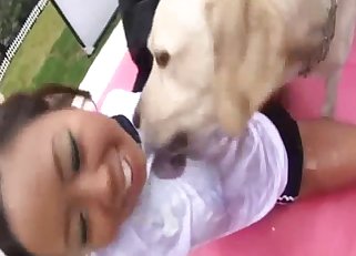 Sweet babe enjoys her nasty doggy