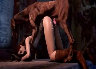 Babe in boots raped by a weird dog